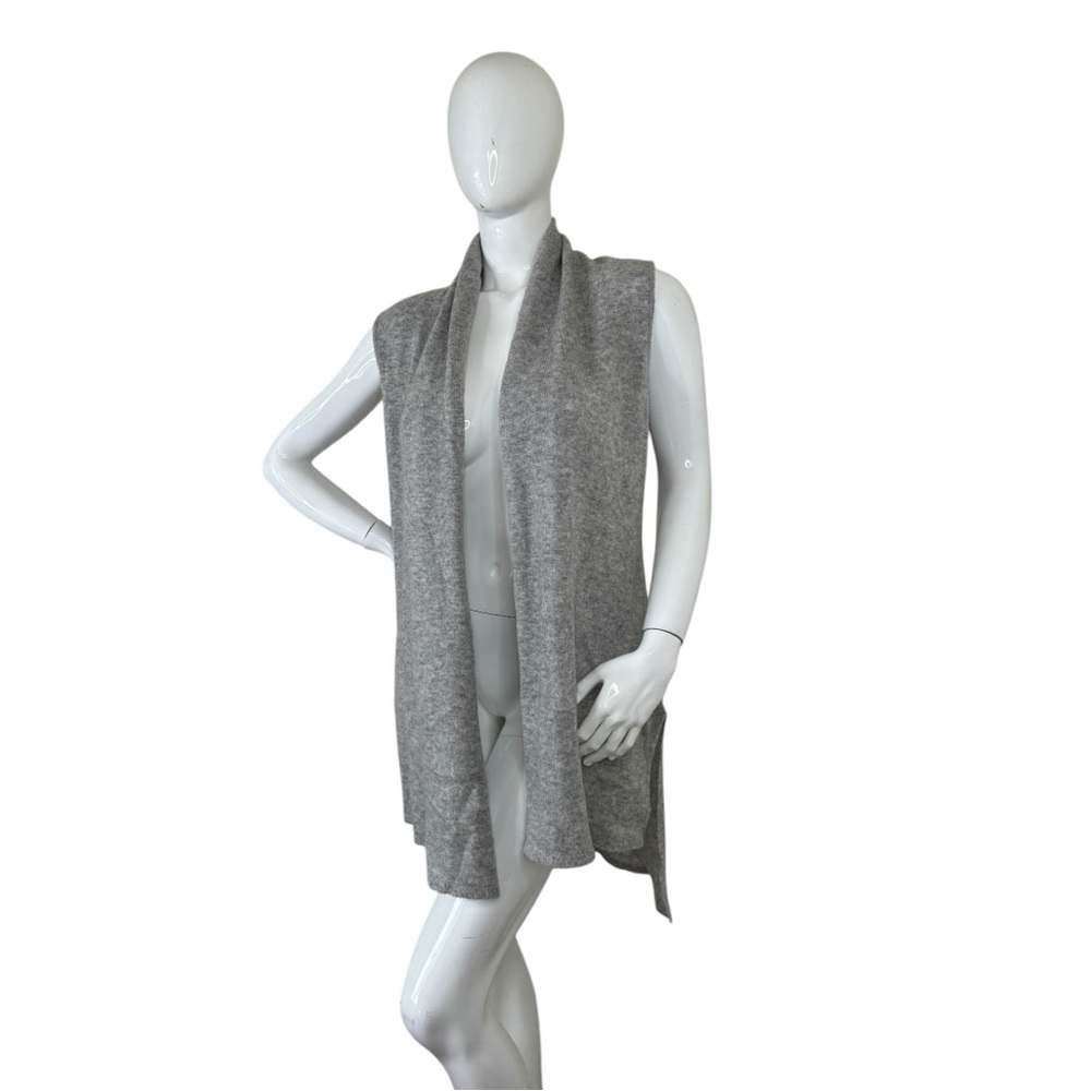 InCashmere Cashmere grey Sleeveless Open Vest sweater cardigan layering piece L - Picture 4 of 17